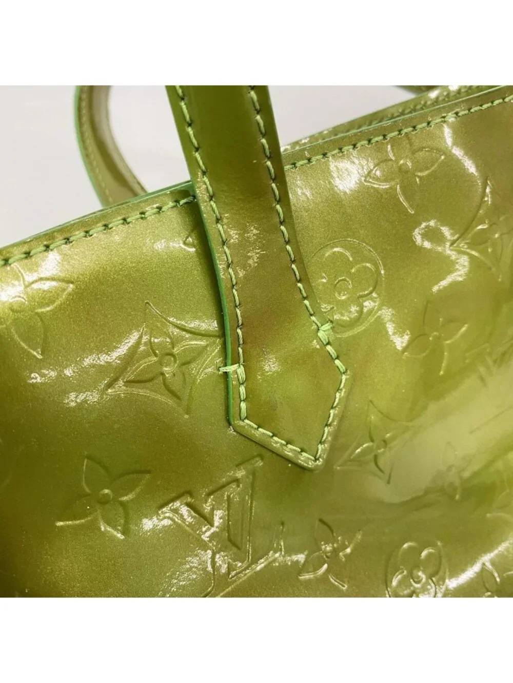 Louis Vuitton Handbag Vernis Wilshire Blue Bird Vert Cles Dies